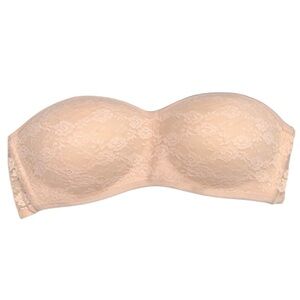 Victorias Secret PINK Lined Tan W/Lace Overlay Bandeau Bra
